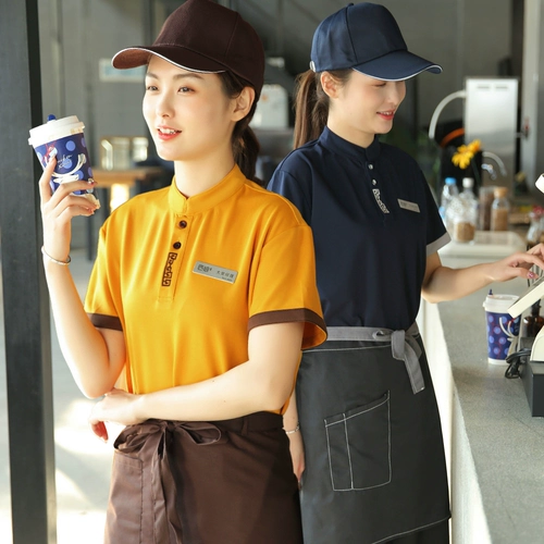 Ресторан ресторана в стиле китайского стиля ресторан ресторан ресторан питательный официант Рабочая одежда короткая летняя выпечка