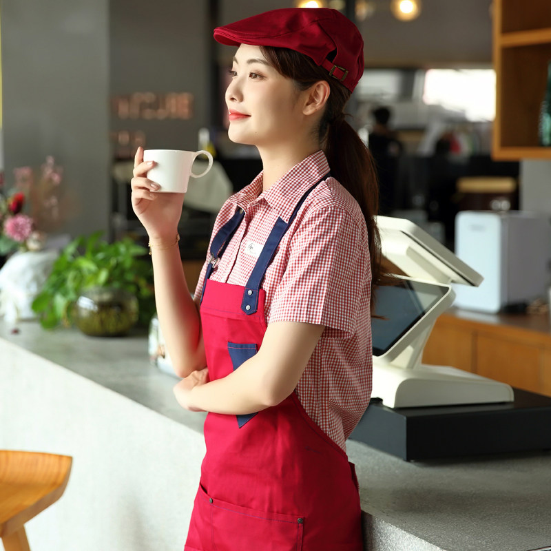 Western food Fast food Hot pot shop Cafe Tooling shirt uniform Summer clothing Hotel waiter work clothes Short sleeves