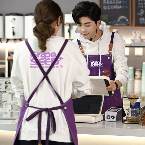 Водонепроницаемый кофейный фартук, чай с молоком для работы, увеличенная толщина, делается под заказ, с печатью вашего логотипа