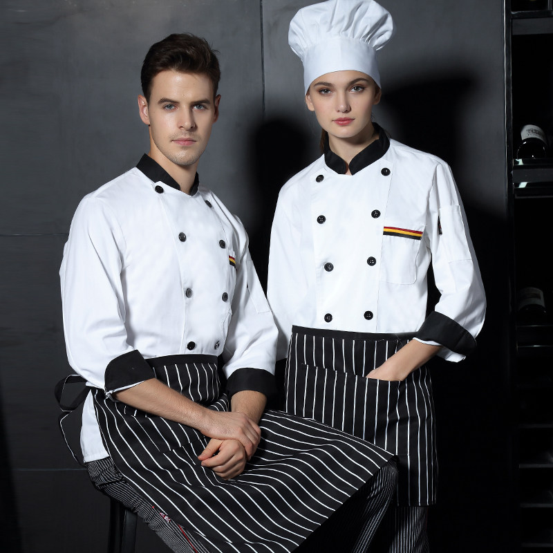 Dining room kitchen clothes men's and women's chef clothes long sleeves hotel western restaurant fast food restaurant work uniform kitchen autumn and winter wear