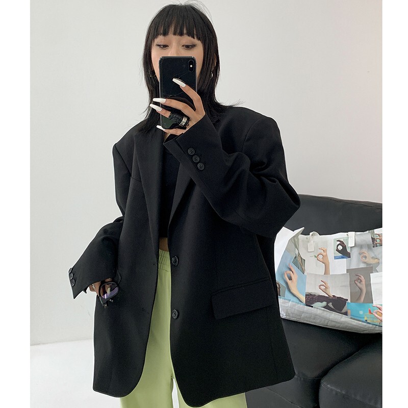 Black Blazer for Women 2026 New Spring and Autumn Fashion This Year, Popular Oversized Casual High-End Suit