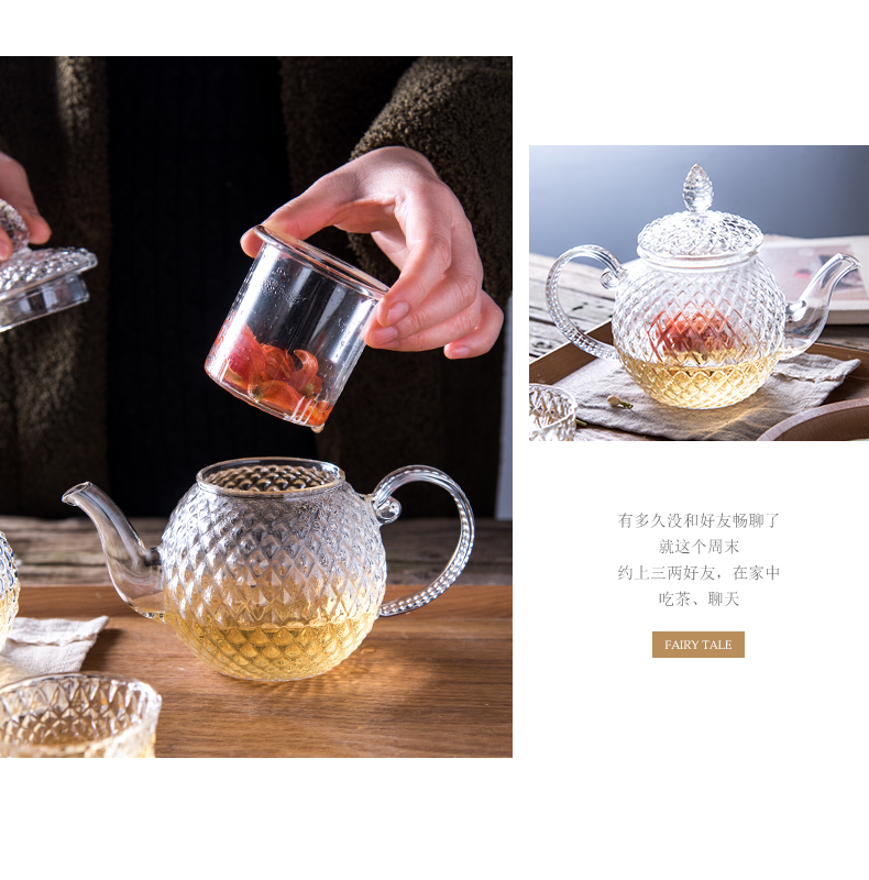 Ijarrl Yijia hộ gia đình nhỏ trong suốt Bộ ly thủy tinh trong suốt bình pha trà