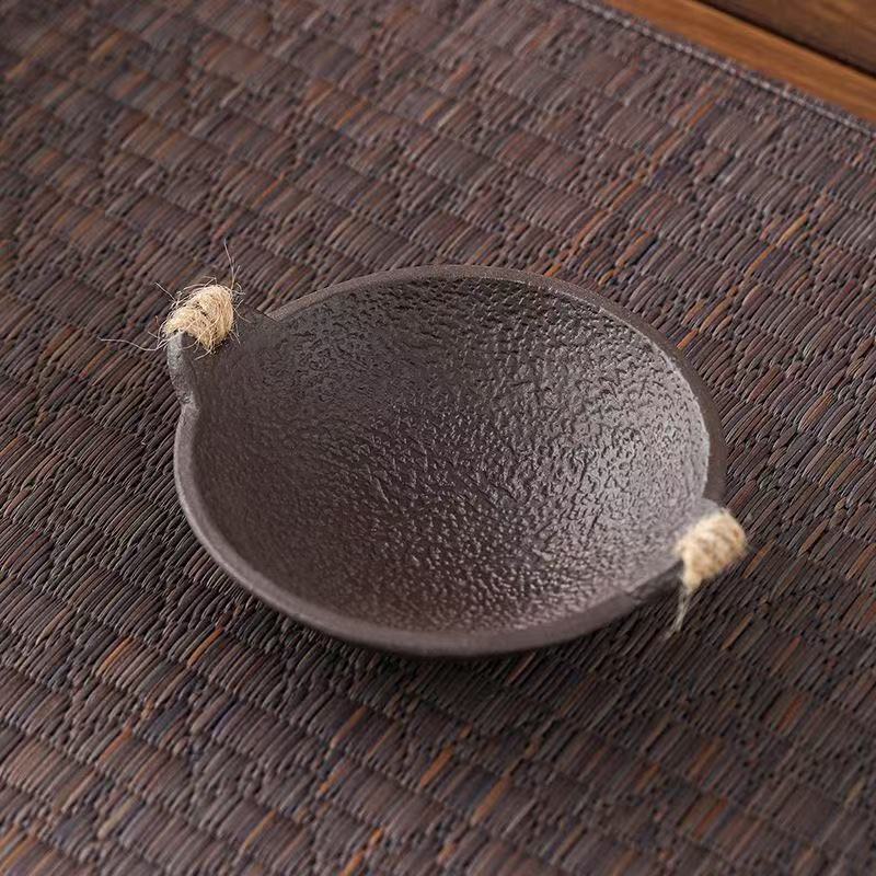 Double-Eared Ceramic Tea Bowl, Coarse Pottery Tea Warmer, Tea Aroma Enhancer, Tea Roasting Ceramic Tile, Home Office Tea Art Tool