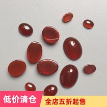 Red agate gem quit noodles oval egg noodle gem DIY handmade material jewelry accessories inlay