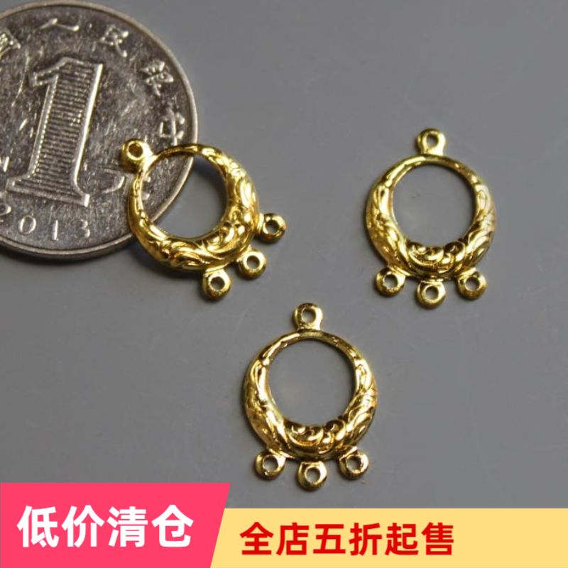 DIY Ornament Material Handmade Antique Head Accessories Pure Copper Hair Hairpin Accessories Brass Round Pendant CT58