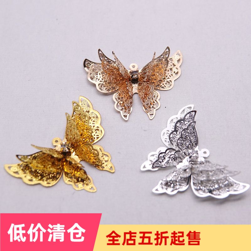 diy handmade material jewelry accessories costume headdress hairpin brass multi-layer butterfly style pure copper CT208