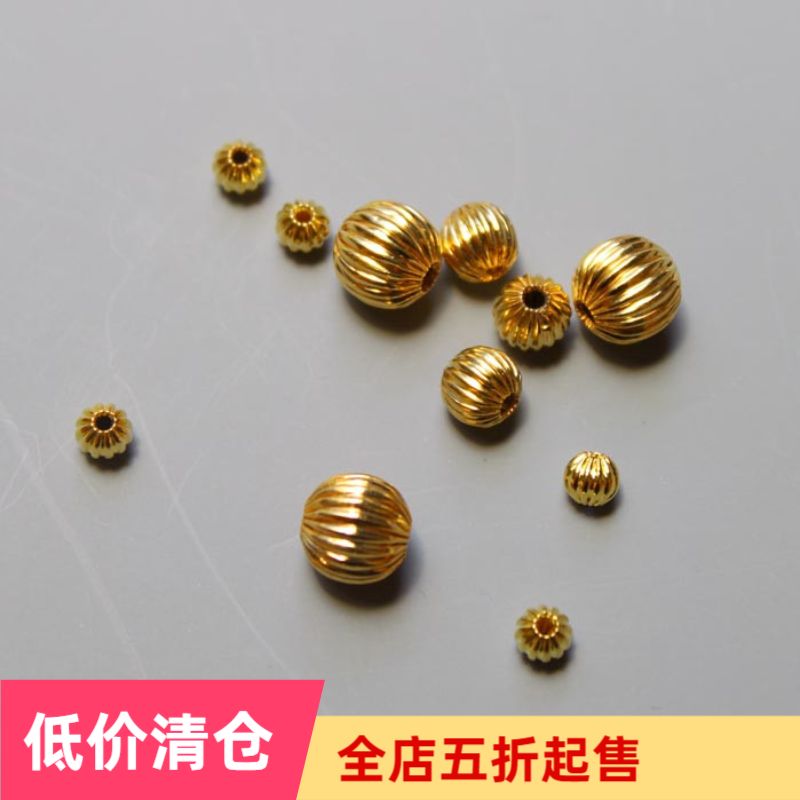 DIY Ornament Materials Handmade Antique Head Accessories Pure Brass Hair Hairpin Brooch Accessories Brass Hollowed-out Pumpkin Beads