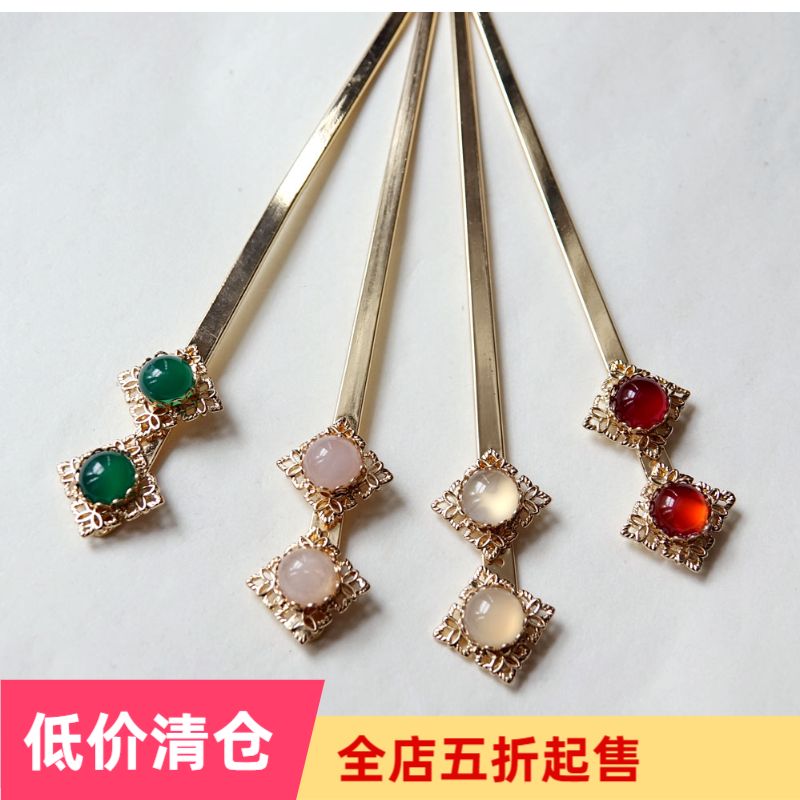 DIY antique hairpin jewelry material accessories antique headwear hairpin color retention copper main body double diamond pattern