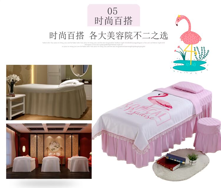 Net khăn trải giường màu đỏ in Flamingo Beauty denim mềm da thân thiện với thẩm mỹ viện massage spa dầu gội khử trùng bedspread - Trang bị tấm mẫu ga phủ giường spa