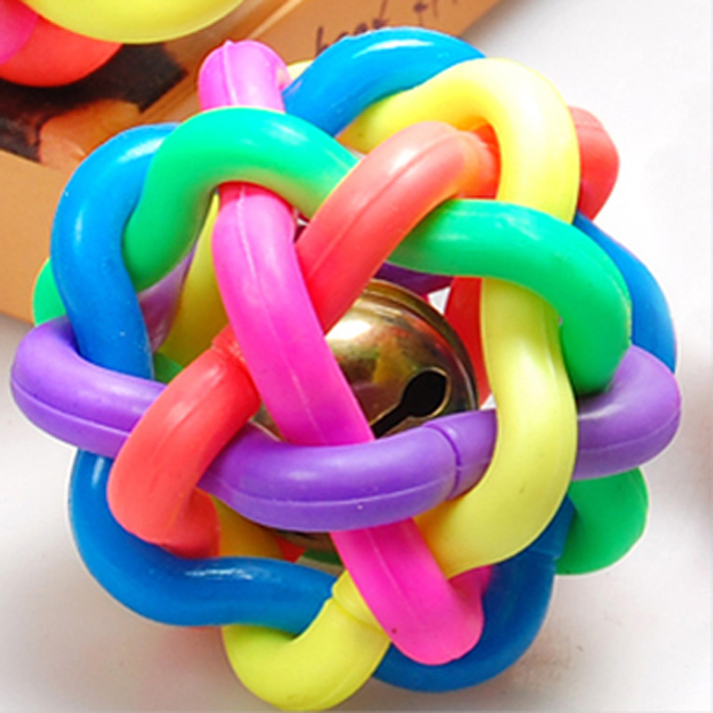 Plastic Woven Colorful Ball Bell Sounding Dog Toy Teddy VIP Corgi Puppies Pet Teeth Grinding Sound Toy