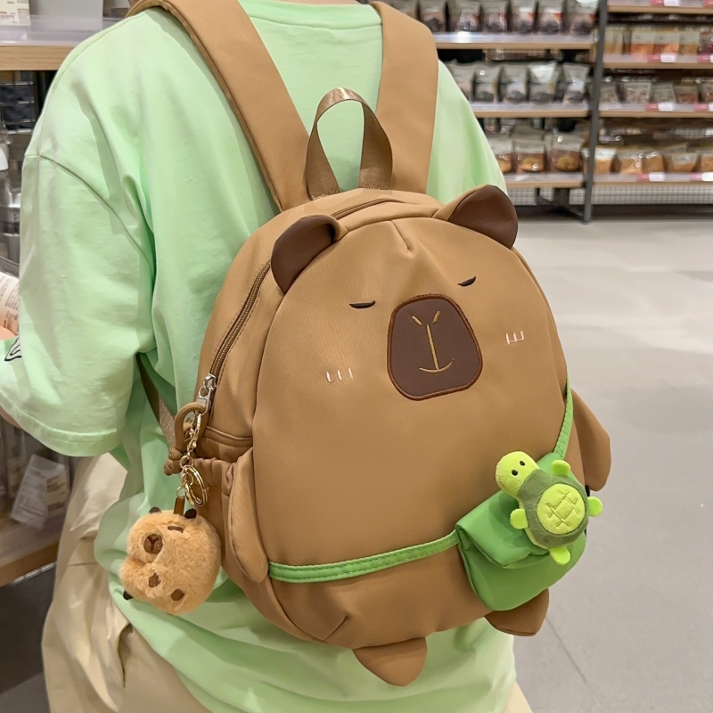Cute Kapibara Backpack for Girls, Japanese Style, Ugly-Cute, Funny Small School Bag, Internet Celebrity Cartoon Backpack, Children's Travel Bag