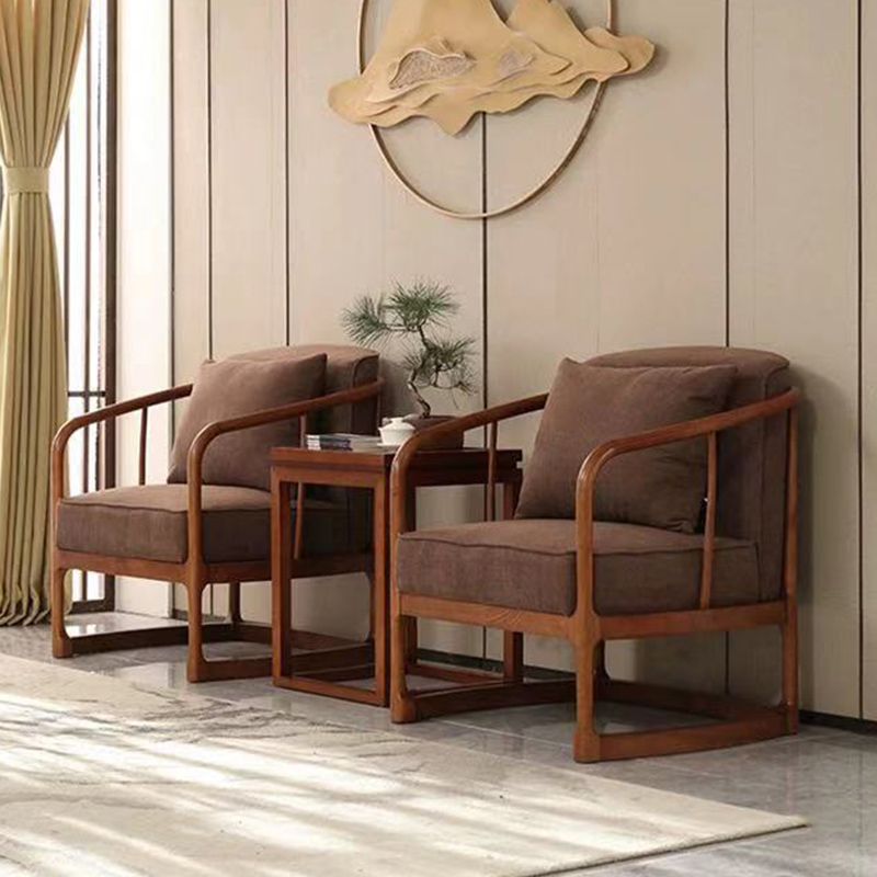 Sample House Display Center Negotiation Table And Chairs Combined Solid Wood Casual Chair Single Sofa Chair Manufacturer Set Up Hotel Clubhouse Furniture