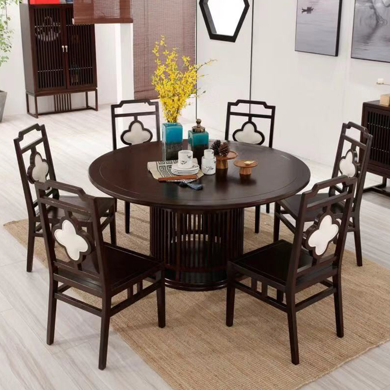 New Chinese dining table Modern Chinese round table solid wood Zen furniture dining table and chair combination table manufacturer custom furniture