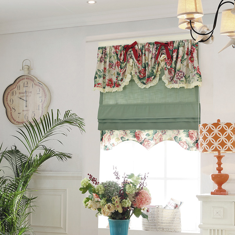 American country - style cotton flax romantic curtain lifting curtain bedroom floating window shade curtain customized