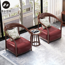 New Chinese solid wood leisure chair 3-piece set modern light luxury national tide furniture living room bedroom balcony sofa chair combination