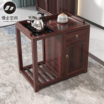 New Chinese tea cabinet solid wood multifunctional boiling water disinfection integrated gold sandalwood tea cabinet simple living room home