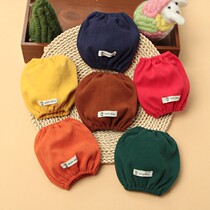 Autumn-winter male girl child baby student 0-1-4-15 year old pure color cotton 100 lap casual anti-dirty and breathable cuff