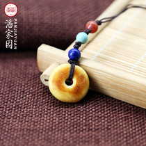 Pan Home Natural Honey Wax Green Button Cell Phone Chain Bag Hung Fan Pendant Pendant Trinket Accessories Men And Women Random Shipping