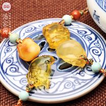 Pan Home Natural Nectar Wax Engraving Mobile Phone Chain Bag Hung Fan Pendant Random Shipping