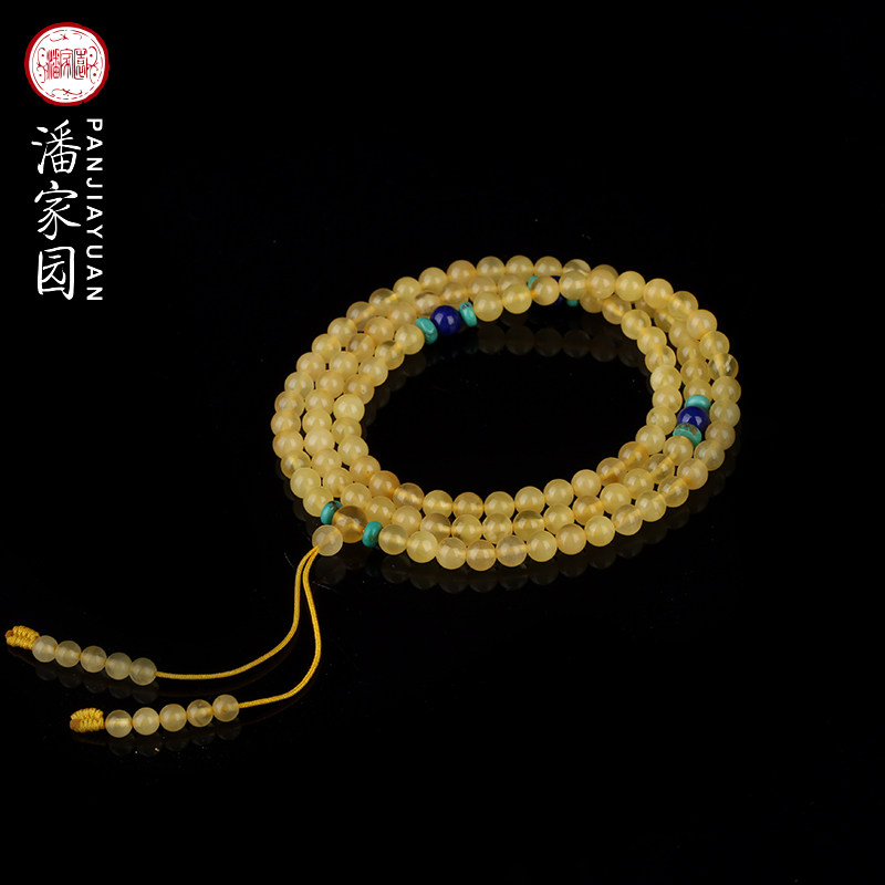 Panjiayuan Honey Wax with turquoise gold stone 108 strings of male and female multiple - lap Buddha bracelet playing