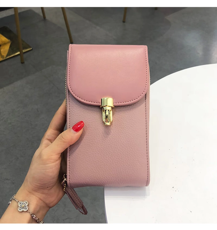 Túi da điện thoại di động nữ 2019 mini mini bag thời trang Hàn Quốc hoang dã túi đeo chéo da túi đeo chéo - Túi điện thoại