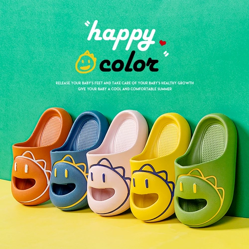 Детские летние мультяшные тапочки для мальчиков, нескользящие слайдеры, мягкая подошва