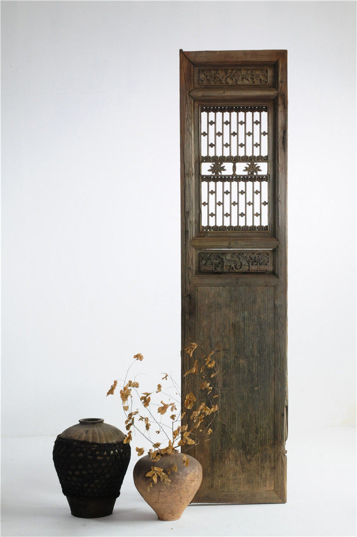 Clear Old Door Panel Flower Window Plate Carved Flower Hanging Screen Old Door Panel Partition Vintage Old Objects Renovation