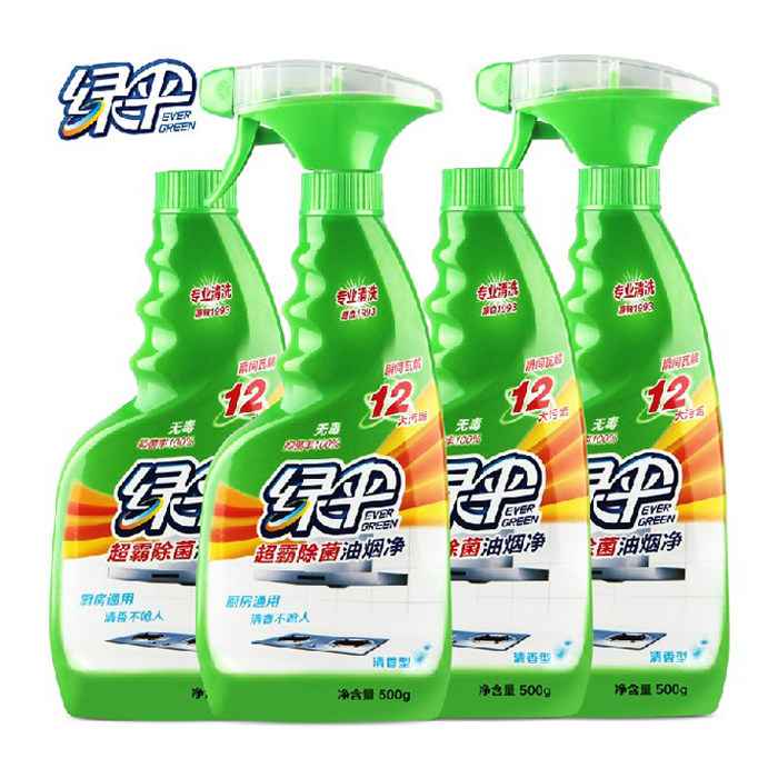 Green umbrella superba fume net fragrance type 500g*4 bottles Antibacterial rate of 100% Free to remove heavy oil does not choke people and hurt their hands
