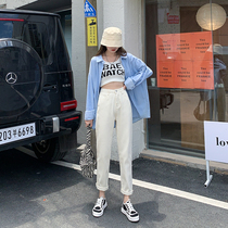 Xiaomi Bear Rice White Straight Drum Jeans Woman Loose to thin High waist 2022 New Harlan radish old daddy pants