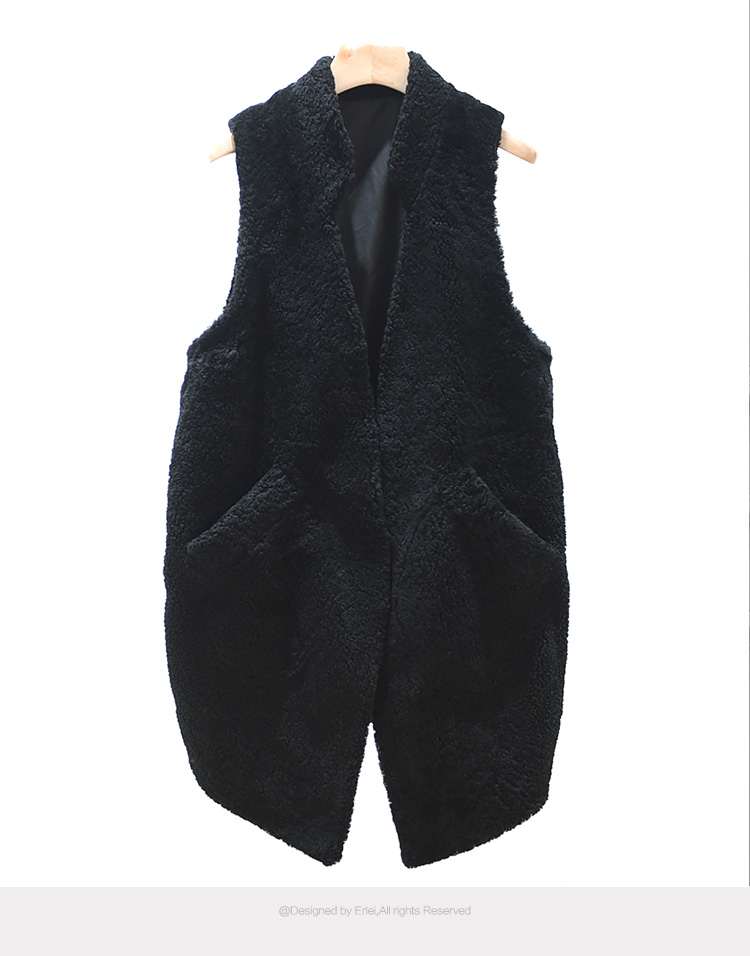 Phiên bản Hàn Quốc của ulzzang vest nữ mùa thu đông hoang dã vest dài vest vai cừu xé áo không tay áo gile phao