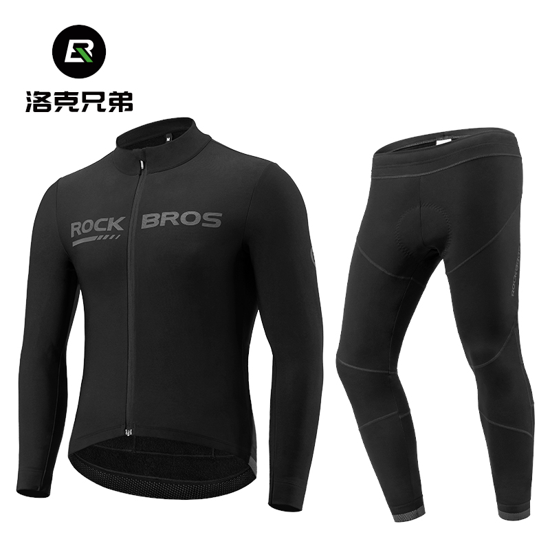 Lock Brothers Riding Suit Warm Grip Suede Long Sleeves Long Pants Men And Women's Autumn Winter Outdoor Bike Sportswear