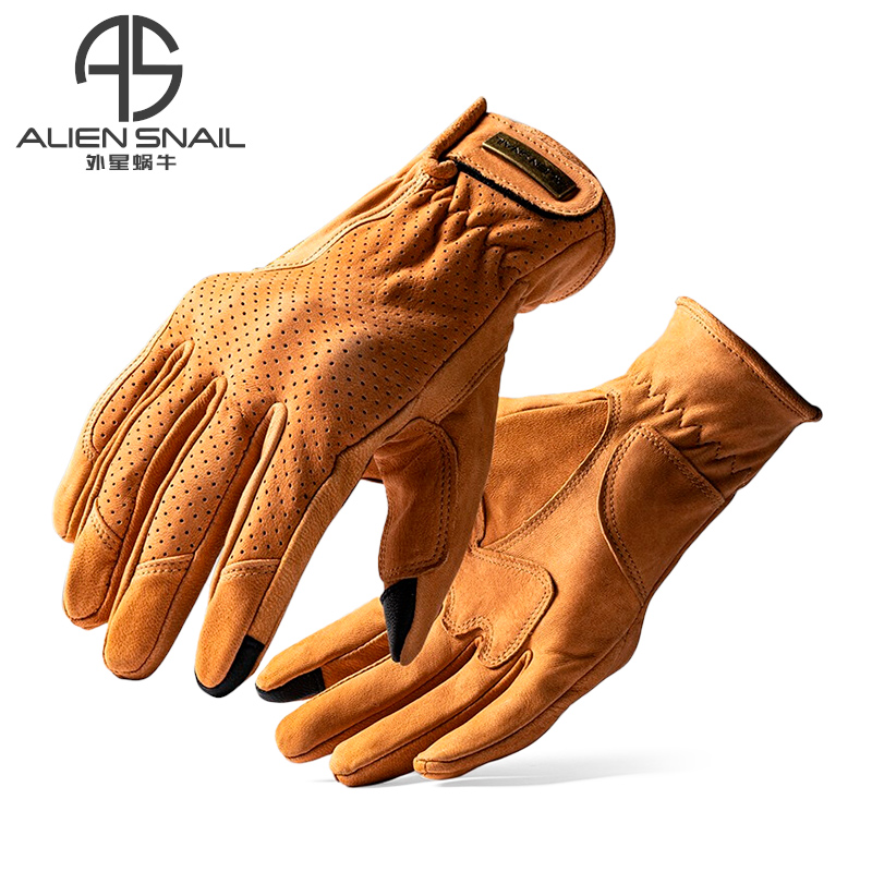Alien Snail Sheepskin Riding Gloves All Season Retro Men And Women Comfort Touch Screen Locomotive Gloves Riding Gear V7