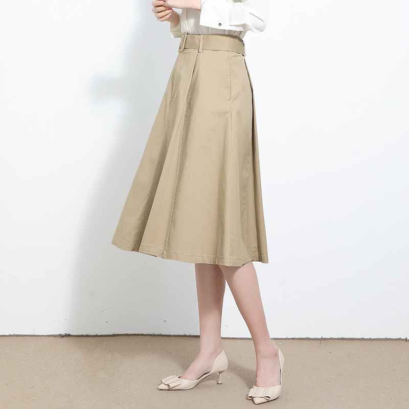 Herben Wind Half Body Dress Woman Spring Autumn Skirt Tide A Character Slim High Waist Umbrella Skirt Retro Big Swing Dress Medium Long Version of Covered Meat