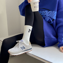 P letter socks womens white embroidered towel bottom mid-tube socks net red ins trendy outerwear sports street piles of stockings