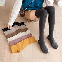 College style uniform cotton jk pressure thin legs black gray pure color over knee legs thighs high barrel stockings