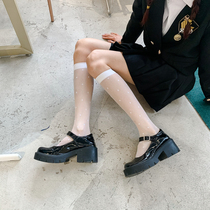 Lolita French retro small polka dot black calf socks white silk jk college style half tube stockings summer thin