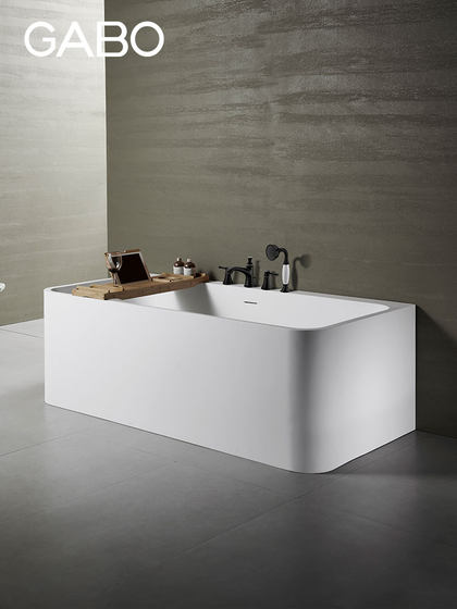 观博GABO 高分子人造石单裙边浴缸家用成人浴盆1.6米泡澡浴池K209