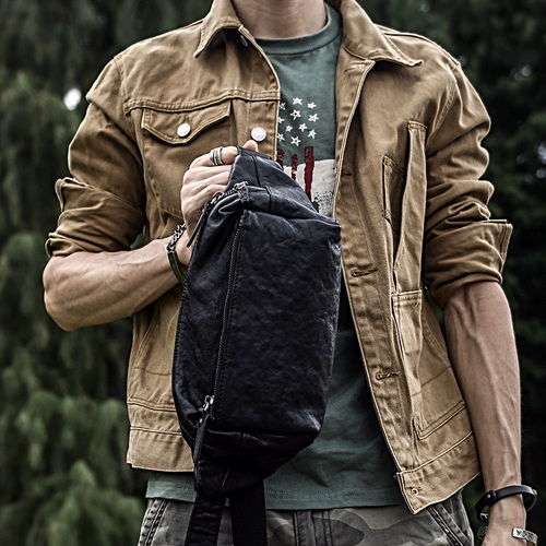 Кожаная нагрудная сумка, сумка на одно плечо, сумка через плечо, ремешок для сумки, рюкзак, поясная сумка, простой и элегантный дизайн, воловья кожа, из натуральной кожи