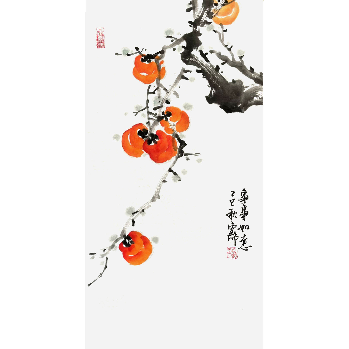 純手繪中國畫梅花畫芯作品花鳥水墨畫卷軸掛畫字畫真跡實木框裝裱-淘寶