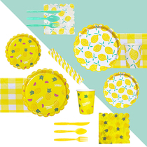 Disposable picnic tableware set pineapple ins net red cake saucer dessert table paper plate birthday party layout