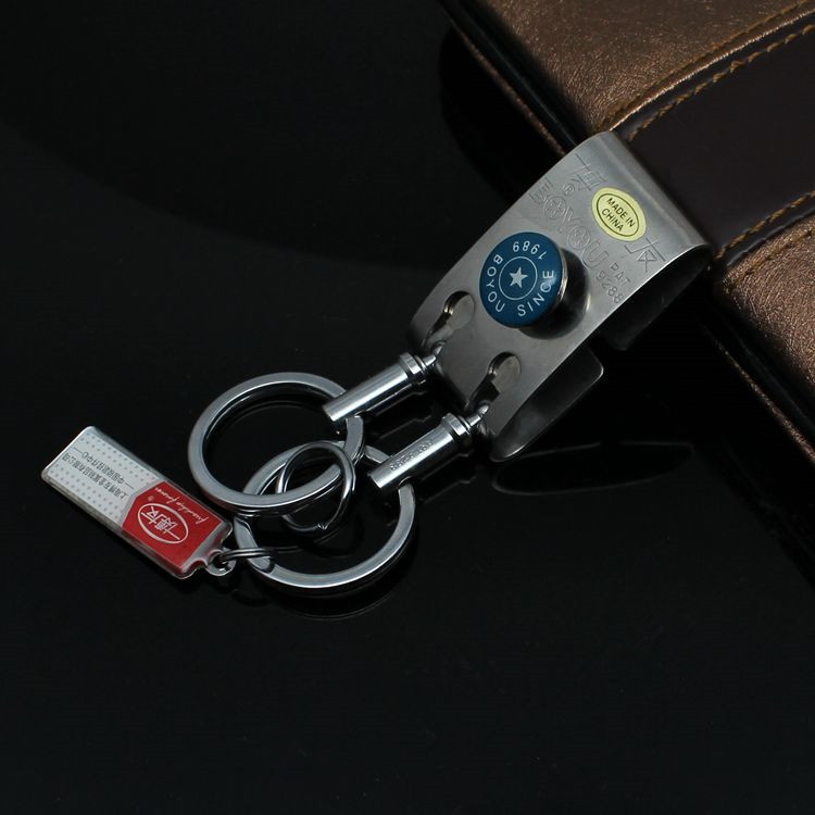 Boyou Classic Stainless Steel Male And Female Waist Hanging Buckle Wearing Strap Key Button Auto Key Circle Key Necklace Pendant