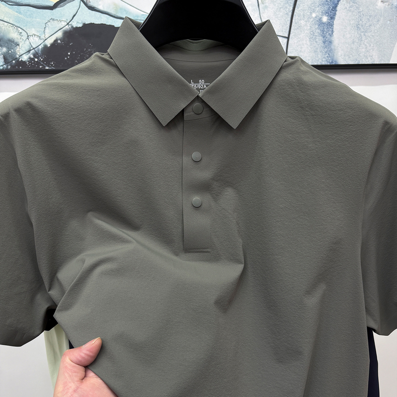 A Certain Brand's Affordable Summer Thin, Fully Seamless, Lightweight Outdoor Sports Short-Sleeve T-Shirt for Men, with a Turn-Down Collar and Quick-Drying Polo Shirt
