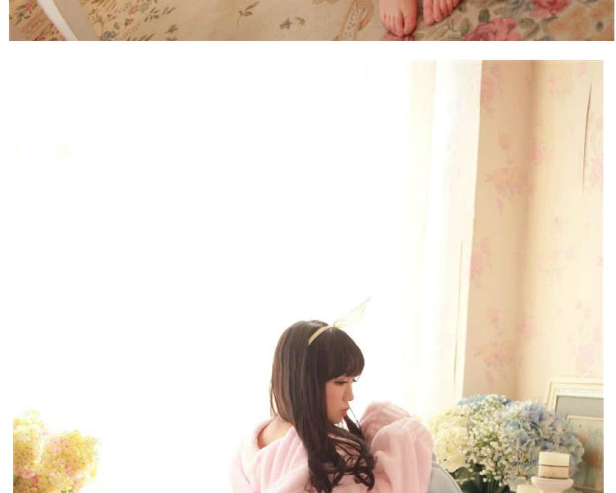 [thỏ] dễ thương áo choàng thỏ san hô lông cừu ấm áp đồ ngủ áo ngủ dài mũ dịch vụ nhà áo ngủ đôi nam nữ
