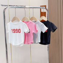 Summer girls alphabet half-sleeve t-shirt top new 2022 Korean version of the foreign style baby thin section all-match cotton short-sleeved T