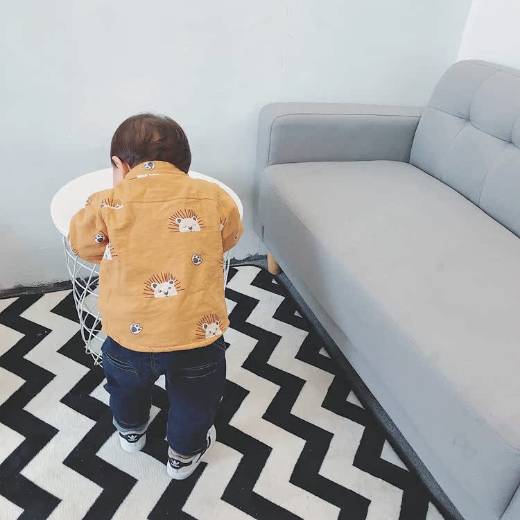 Áo sơ mi nhung cho bé cộng với quần áo mùa thu đông cho nam phiên bản mới của Hàn Quốc về áo sơ mi trẻ em của Hoa Kỳ áo bé gái