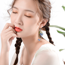 Phoenix Very Tai 925 Silver Cloisonne Jasper Vintage Personality Long Earrings Ladies Fashion Ear Jewelry