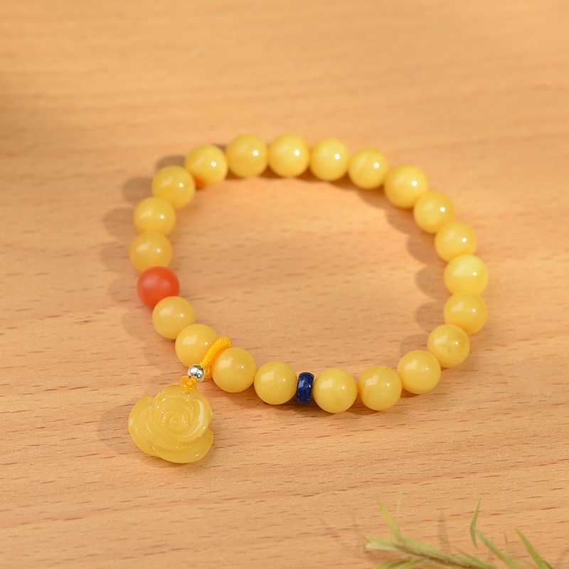 Pleasing Honey Wax Handstring Jade Beads Jade Beads Jade Beads South Red Green Pine Stone Advanced Feel Light Extravagant and Design