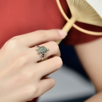 Very Tai S925 silver turtle ring female retro style cute personality Food ring Thai silver first jewelry can be active