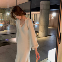 SNICYKER Autumn Clothing 2021 New Womens Temperament High-end Foreign Gas Goddess Fan Xianfeng Knitwear Knitwear Dress