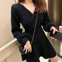 SNICYKER Spring new French style Comeback Ensemble High Waist Knit Bottom Dress Dating small Sexy dress Skirt Woman